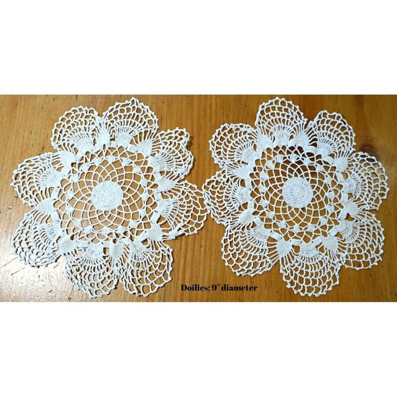 5 Doilies Doily Crocheted Doily White  Vintage Doilies  V18 - Picture 5 of 5